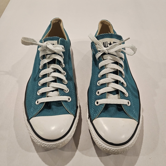 Converse All Stars Shoes - Converse Teal Canvas Sneakers with White Laces Size M 9.5 W 11.5